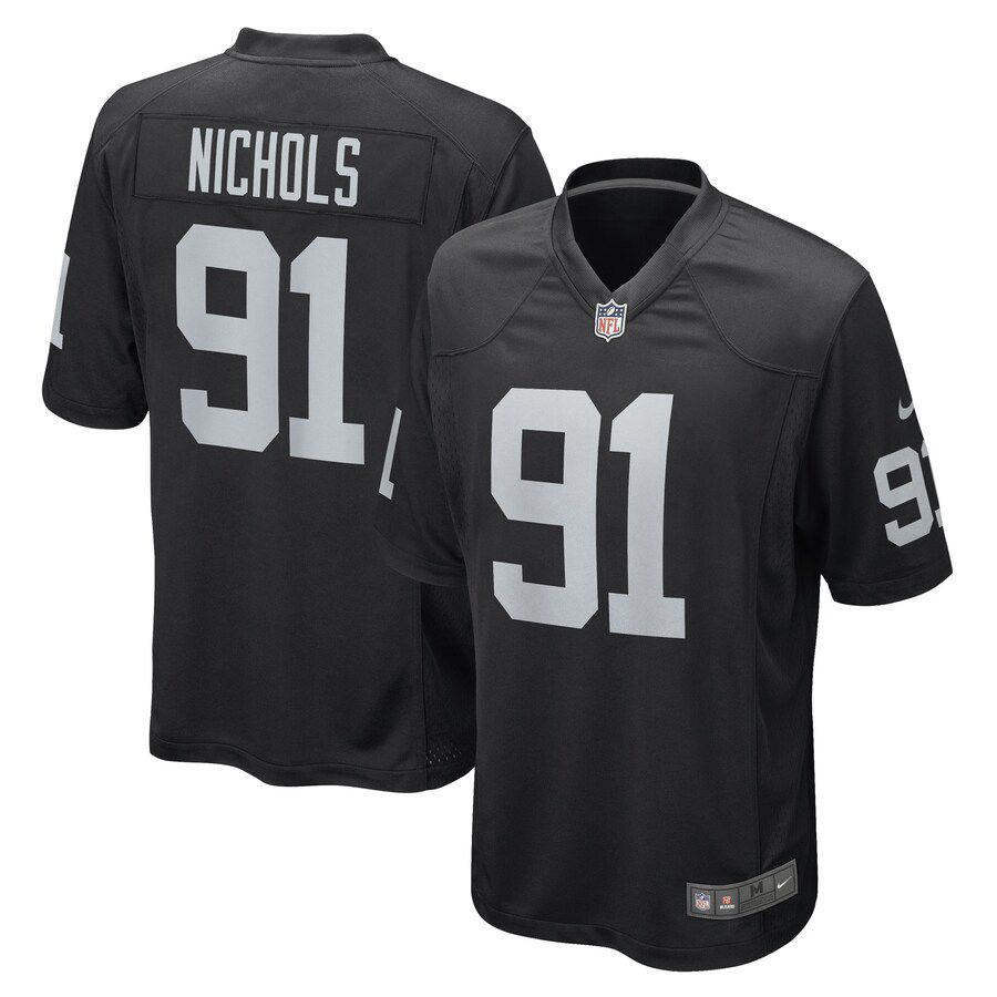 Men Las Vegas Raiders #91 Bilal Nichols Nike Black Game Player NFL Jersey->oakland raiders->NFL Jersey